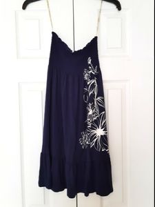 Navy Blue Tube Top Bathing Suit Cover Up